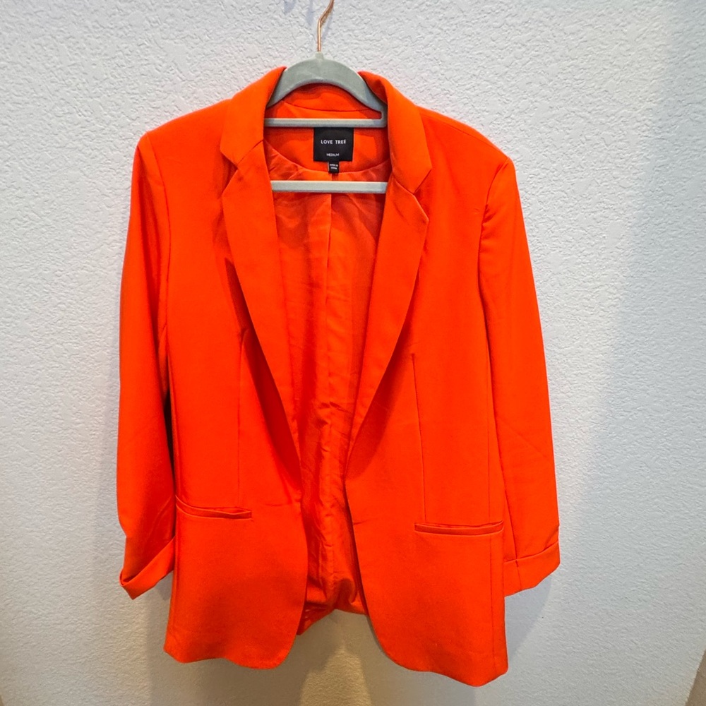 🧡 Love Tree Bright Orange Blazer – Size M